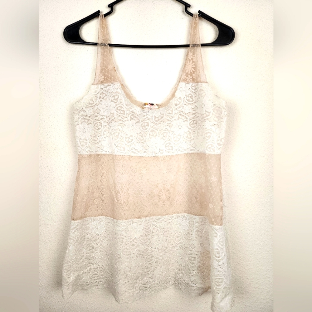 Intimately Free People lace night top women's medium cream white